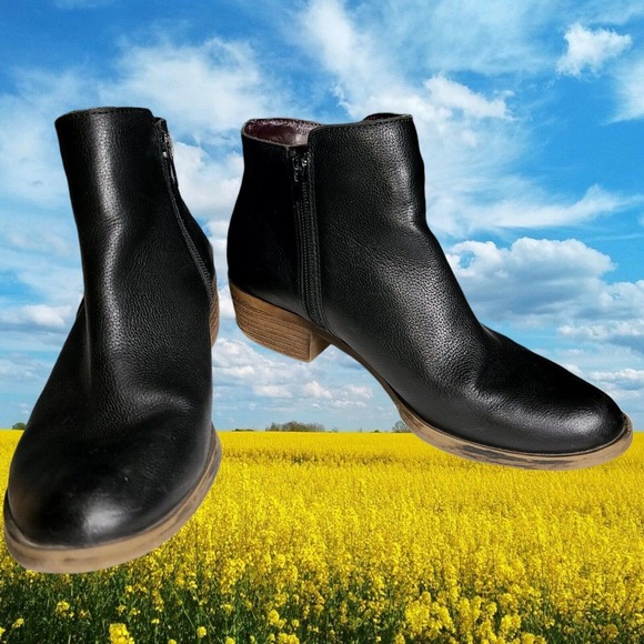 Kensie Ghita Black Pebbled Leather Dual Zip Up Booties Boots Women's Sz 8M - Picture 1 of 8